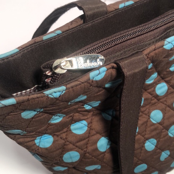 Woman’s blue & brown Belvah spring polka dot bag - Picture 7 of 15